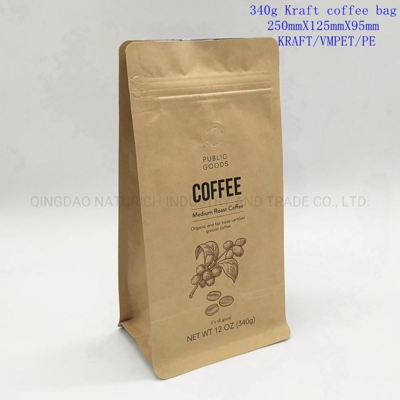 Eco Recycle Compostable Kraft Paper Biodegradable Bottom Gusset Food Bag