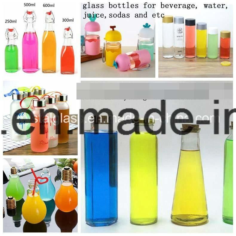 550ml Printing Round Beverage Glass Bottle with Color Bear Plastic Cap 18oz