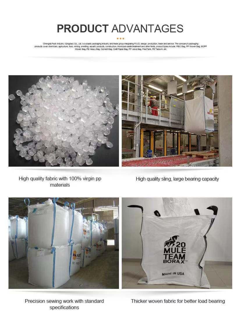 100% PP 1000kg 1500kg Plastic Bulk Bag FIBC Jumbo Bag 1ton Big Bag