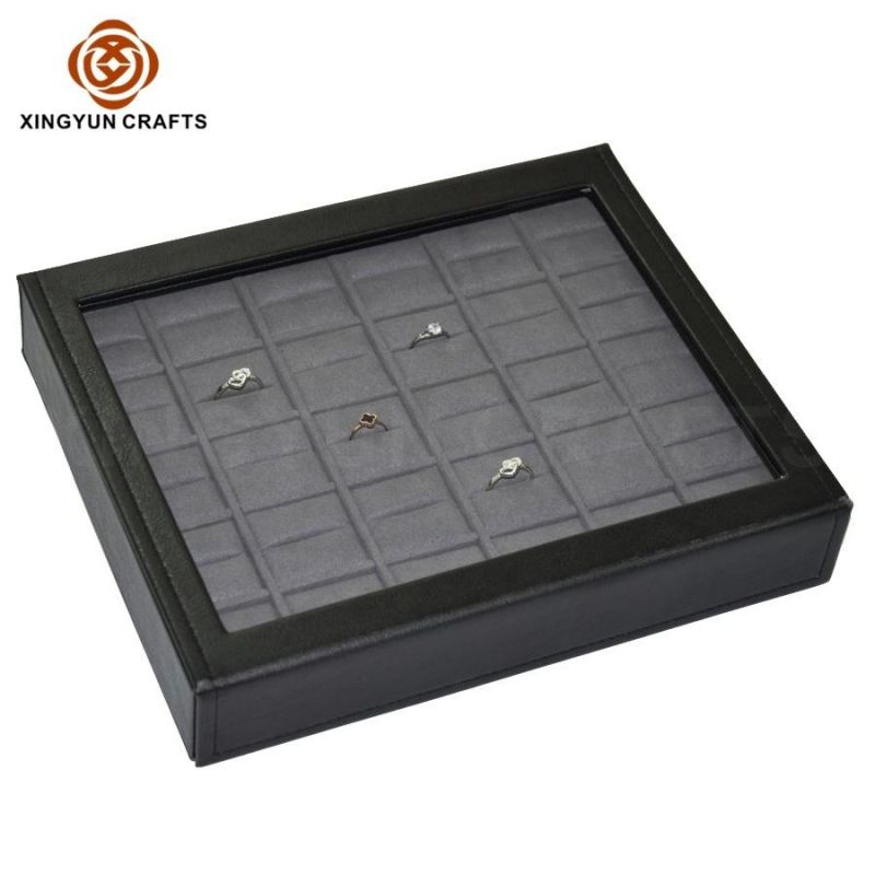 Custom High Quality Black Leather Window Bracelet Watch Packaging Box