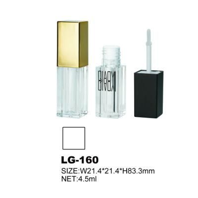 Gold Lip Gloss Tube Square Lipgloss Container with Brush