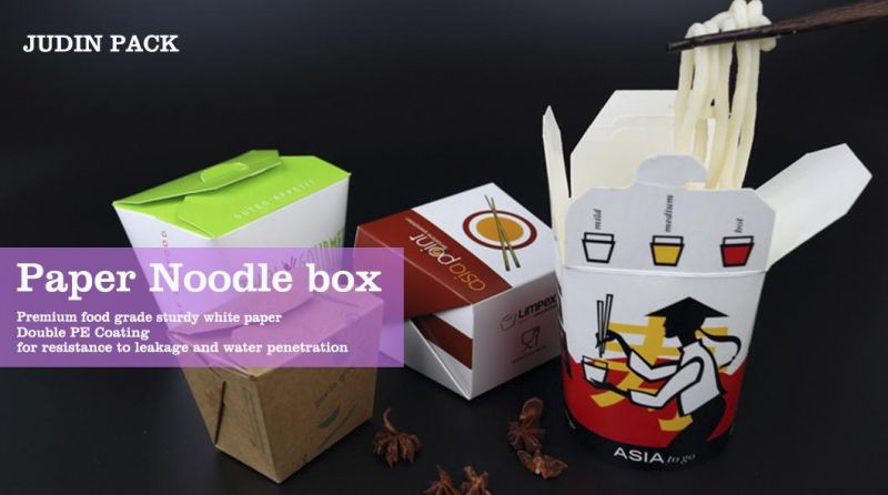 Food Grade Custom with Handle Square Chinese Noodle Paper Takeaway Box Factory