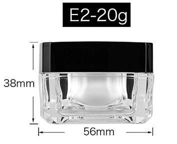 20g Square Clear Acrylic Cream Jar with Black Lid