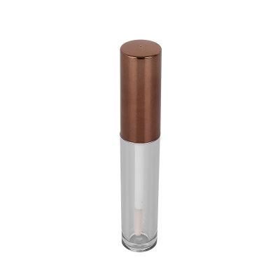 New Design Empty Round Brown Lip Gloss Containers Tube Packaging with Wands Lipgloss with Brush Applicator
