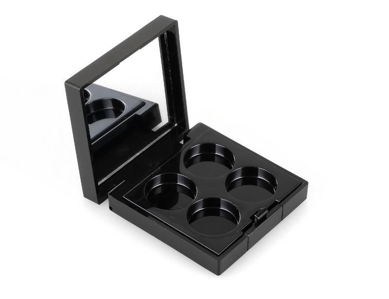 4 Round Hole Black Square Plastic Empty Eyeshadow Case