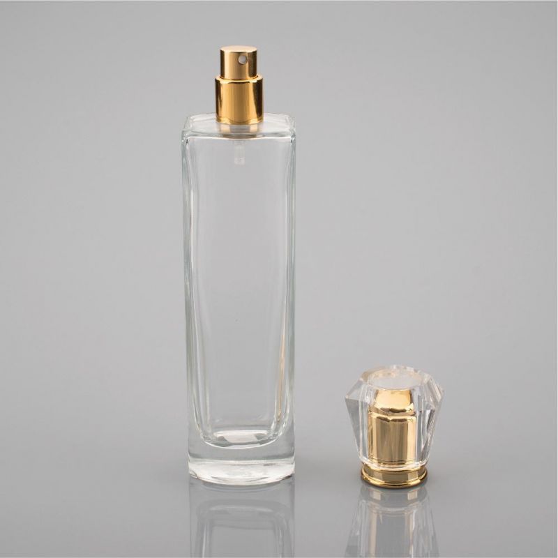 Clear Custom Luxury Empty Glass Perfume Bottle with Shiny Cap