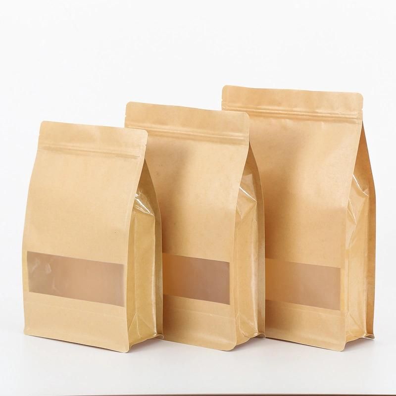 Custom Printing Matte Food Mylar Plastic Zip Ziplock Packaging Biodegradable Stand up Pouch Brown Kraft Paper Bag with Window