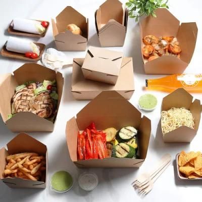 Wholesale Disposable Kraft Take Away Fast Food Packaging Lunch Paper Boxes