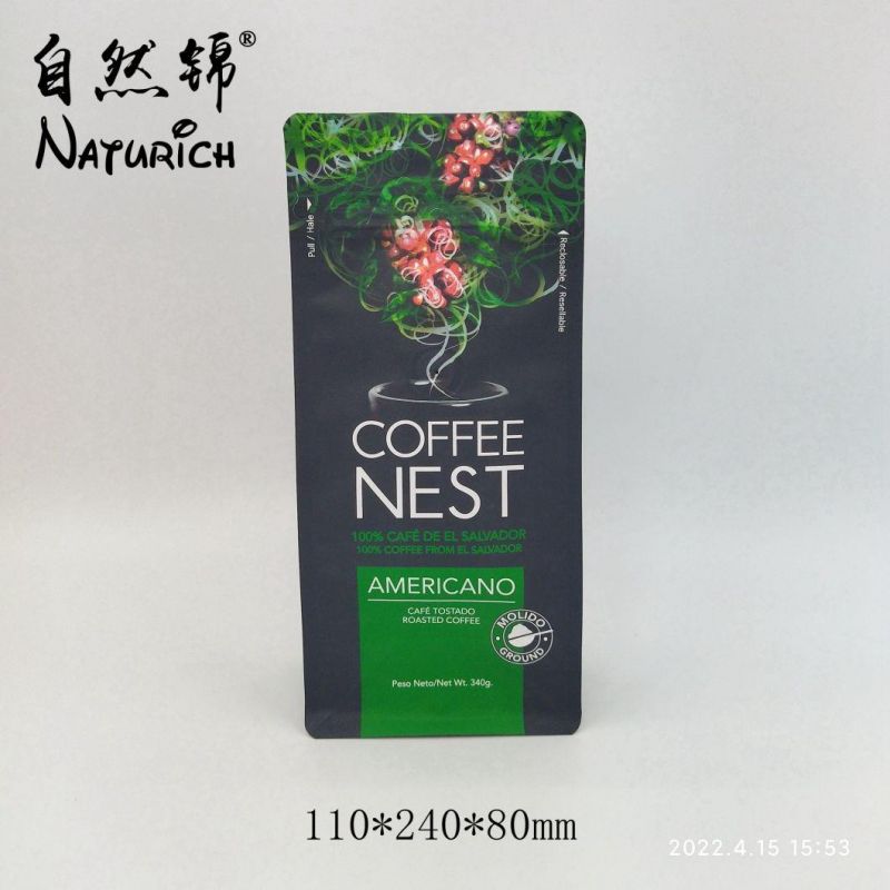 340g Coffee Packaging Bag with Zipper and Valve Mylar Bags