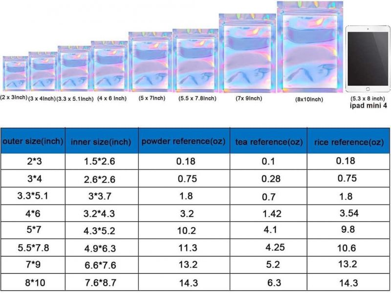 Factory Stock Phone Case Cell Mobile Packaging Bags with Transparent Plastic Holographic Rainbow Color Zipper Bag