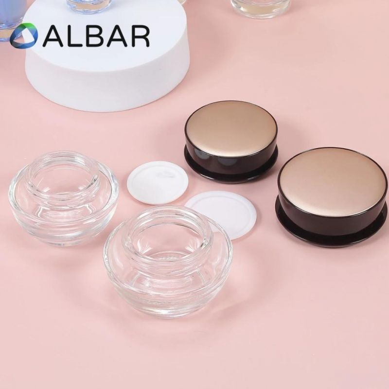 Thick Bottom Transparent Flat Shoulder Glass Bottles for Face and Body Care