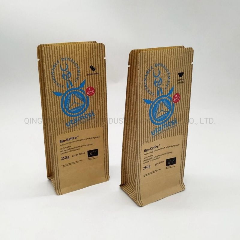 Custom Printed Flat Bottom 400g 460g Coffee Bag