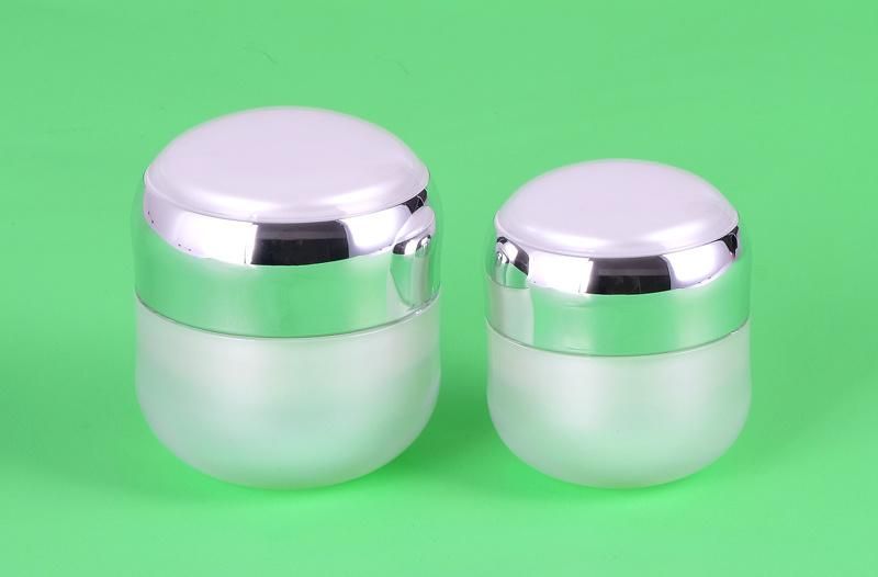 30g 50g Empty Plastic Round Cream Jar for Skin Care Product with Silver Metalized Lid