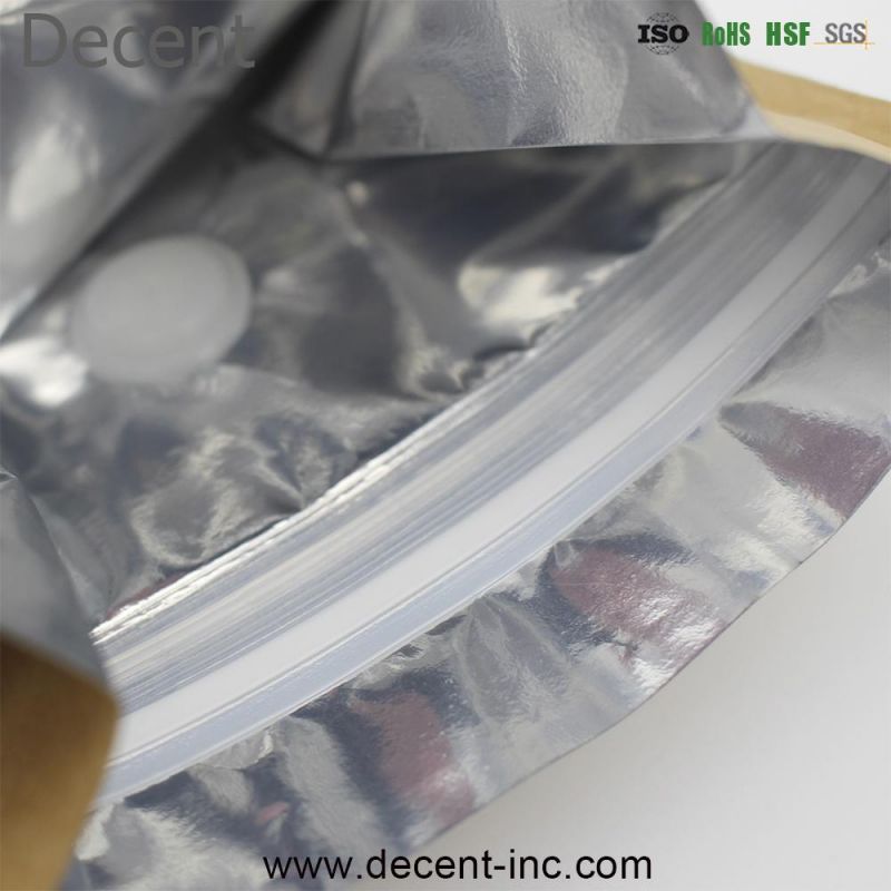 Plastic Stand up Ziplock Food Packaging Bag with Resealable Zipper and Valve