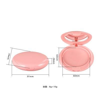 Pink Cute Pressed Powder Empty Cosmetic Powder Compact Case Make up Case with Mirror Compact Round Powder Box