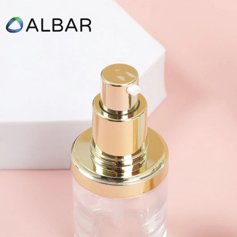 Gold Screw Pump Twist Lid Skin Care Serum Glass Jars with Frost Polish Customization