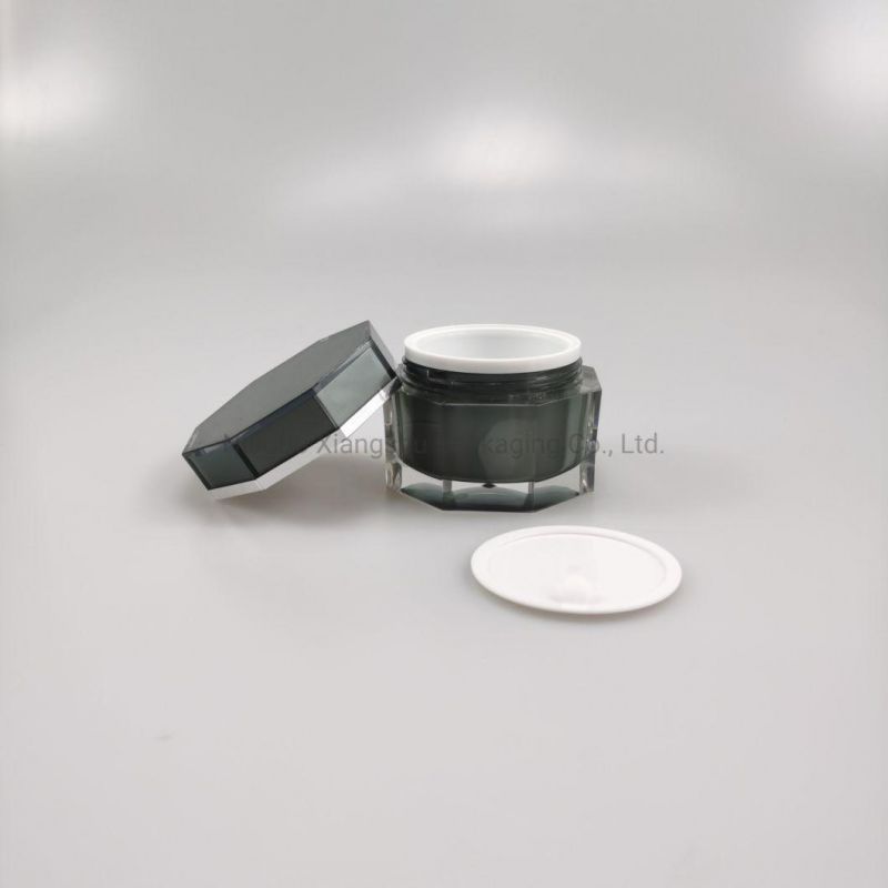 Wholesale 15g 30g 50g Acrylic Double Wall Plastic Empty Cosmetic Body Butter Face Cream Jar Pot with Lip
