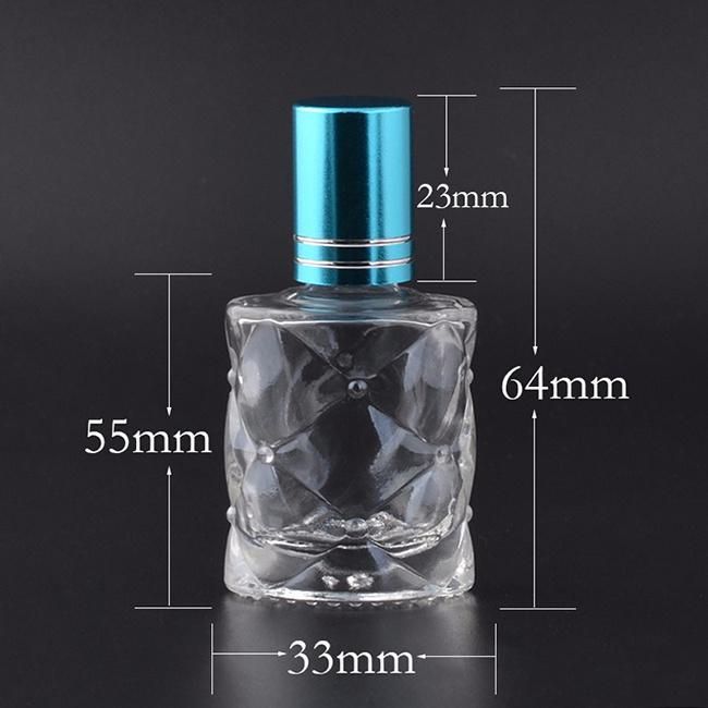 4ml 6ml 8ml 10ml Clear Green Amber Glass Roll on Bottle with Steel Roller Balls and Black Plastic Lids