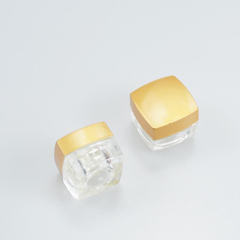 Warehouse Plastic Acrylic 3G5g Cream Jar Sample Transparent Bottle Gold Lid