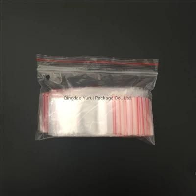 Plastic Zip Lock Packaging Bag with Red Line on The Lip