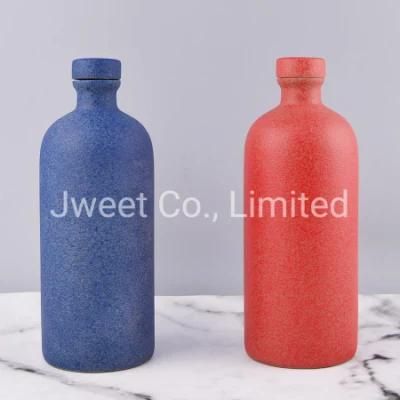 Wholesale Red Round Frosted Empty Ceramic Packaging Bottle 500ml