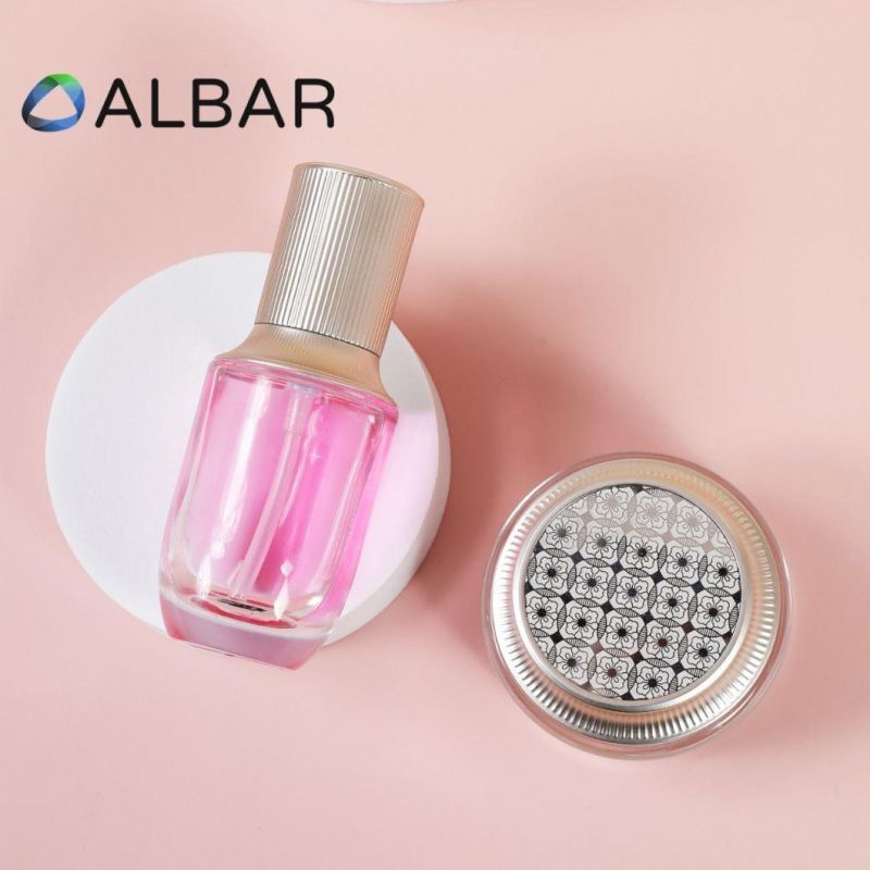 Top Quality Slop Shoulder Caps Round Sets Cosmetics Glass Bottles with Pumps