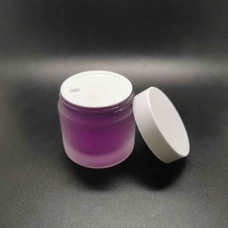 Hot Sale 100g Frosted Glass Cream Jar with White Lid Eco Friendly Cosmetic Containers