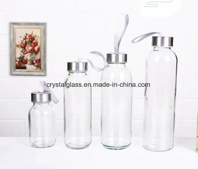 300ml Clear Custom Logo Glass Bottle Water Bottle with Screw Ss Cap