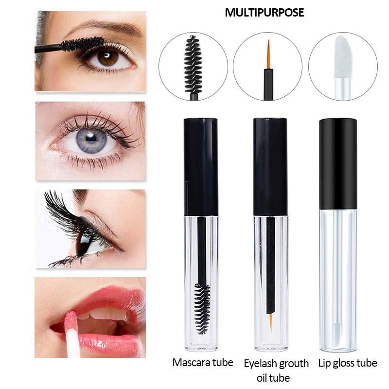 Wholesale 10ml Empty Transparent Refillable Eyelash Serum Mascara Wand Tube with Black Brush