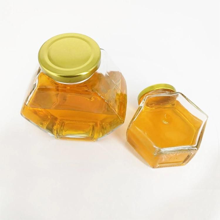 Honey Hexagon Glass Jam Honey Jars 280ml 380ml 400g