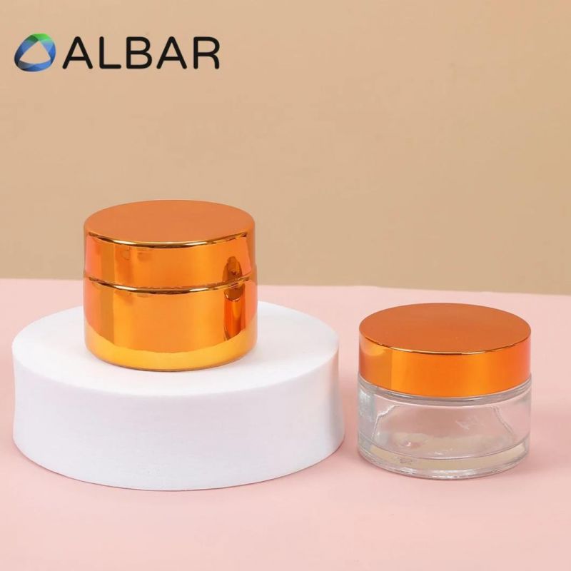 Black Caps Amber Glass Jars for Body Care and Skin Care with Lids Cover