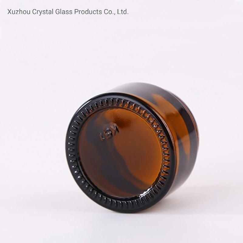 Wholesale 50g Empty Amber Cosmetic Glass Jar with Plastic Lid