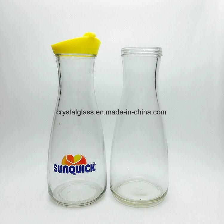 1L Orange Juice Glass Milk Bottle with Screw Lid