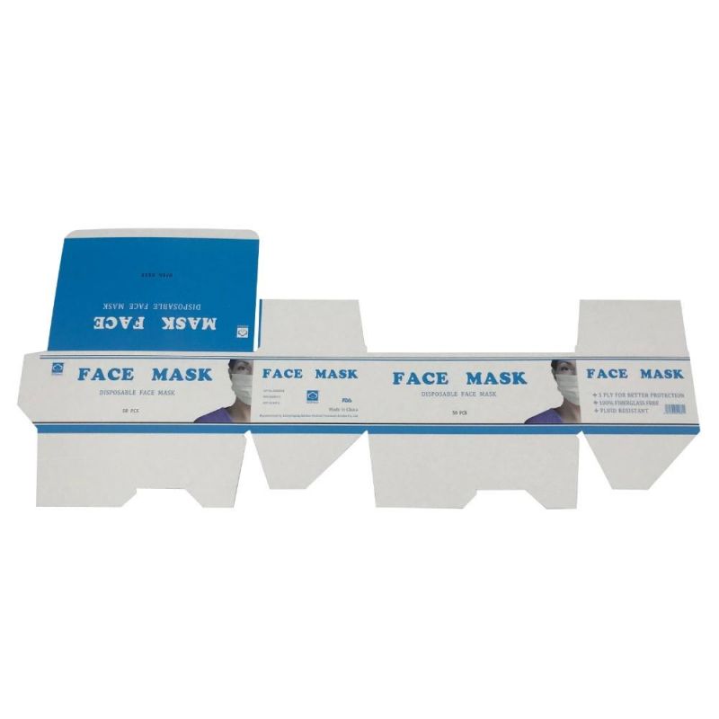 Hot Sale Foldable Empty Paper Box for 3ply Surgical Face Mask Packaging