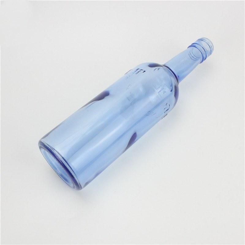 China Manufacturer Custom Blue Glass Bottle Liquor Vodka Glass Bottle