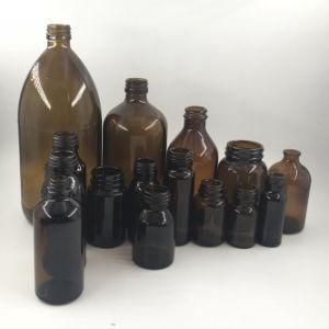 30ml 50ml 100ml Pharma Oral Liquid Bottle Custom Liquid Glass Amber Round Bottle with Aluminum Cap for Medicine Liquid Syrup