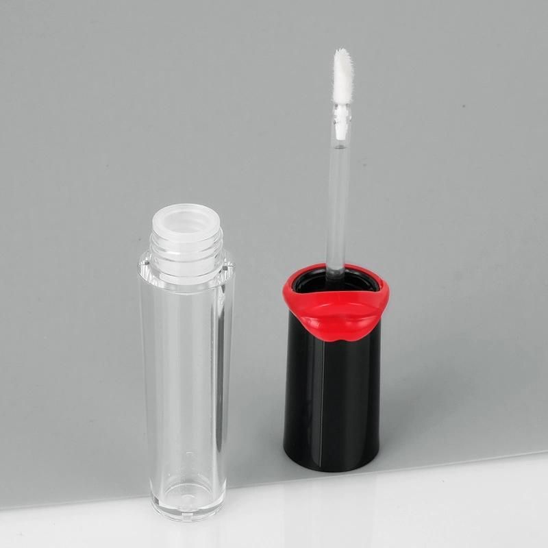 Chic 5ml Black Top with Red Lip Transparent Tubes Clear Plastic Packaging Custom Top Lip Gloss Tubes