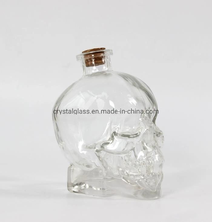 180ml Skull Head Glass Wine Vodka Beverage Juice Bottle