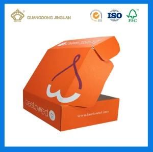 Full Orange Color Printed E-Flute Corrugated Box (With Custom Brand Logo)