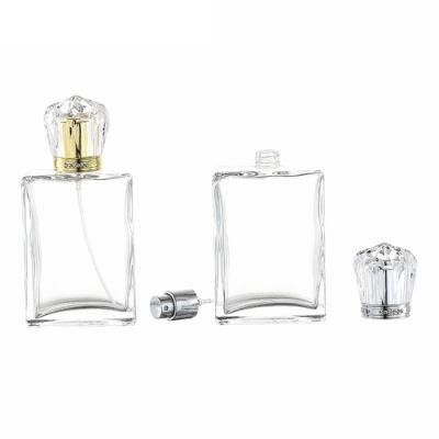 Customized 50ml Refillable Luxury Square Spray Screw Empty Glass Perfume Bottle with Sprayer Pump and Aluminium Cap