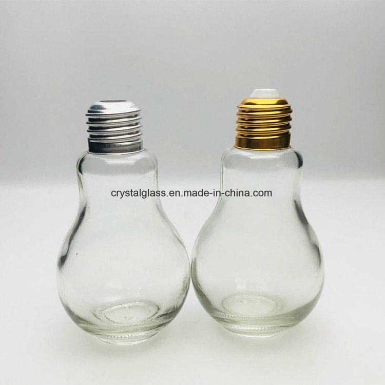 200ml 400ml Light Bulb Glass Beverage Drink Bottle with Lid