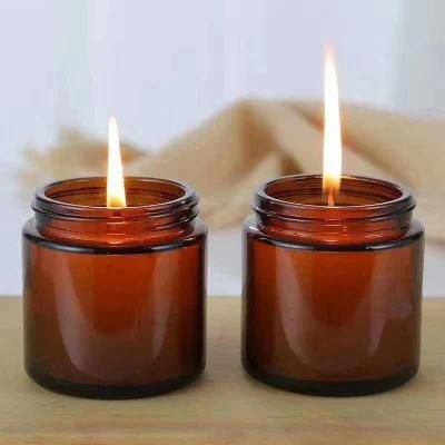 4oz 120ml Amber Glass Candle Storage Jar with Lids Scent Candle Holder Jar with Lids