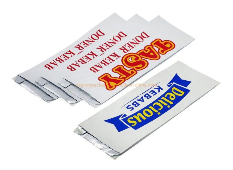 Food Packaging Aluminum Foil Lined Kraft Paper Bag Kebab Bag