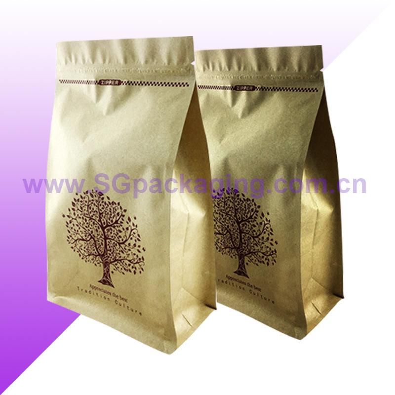 High Quality Low MOQ Custom Logo Laminated Brown Kraft Paper Ziplock Bags