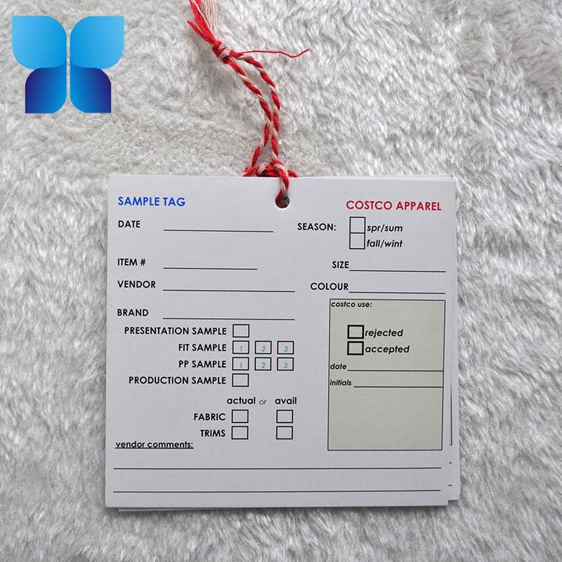 Customized Waterproof Paper Hangtag for Apparel/Clothing Fabric