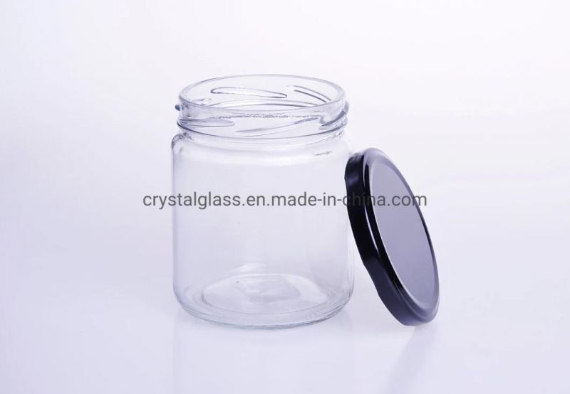 Round Style Glass Honey Jam Jelly Sauce Jar with Metal Lids 195ml 240ml 300ml 500ml 750ml