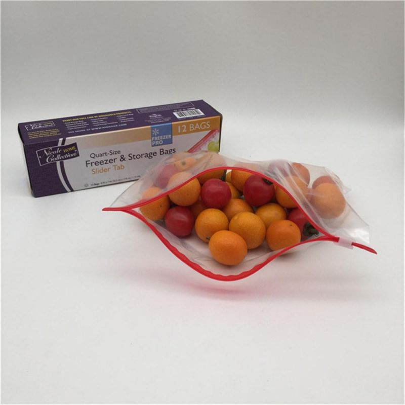 Food Grade Slider Ziplock Bags Reclosable Packaging LDPE Slider Zipper Bag