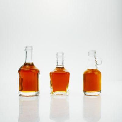 Wholesale 100ml 125ml 250ml 350ml Small Wine Bottle Flat Glass Bottle Whiskey Spirits Bottle