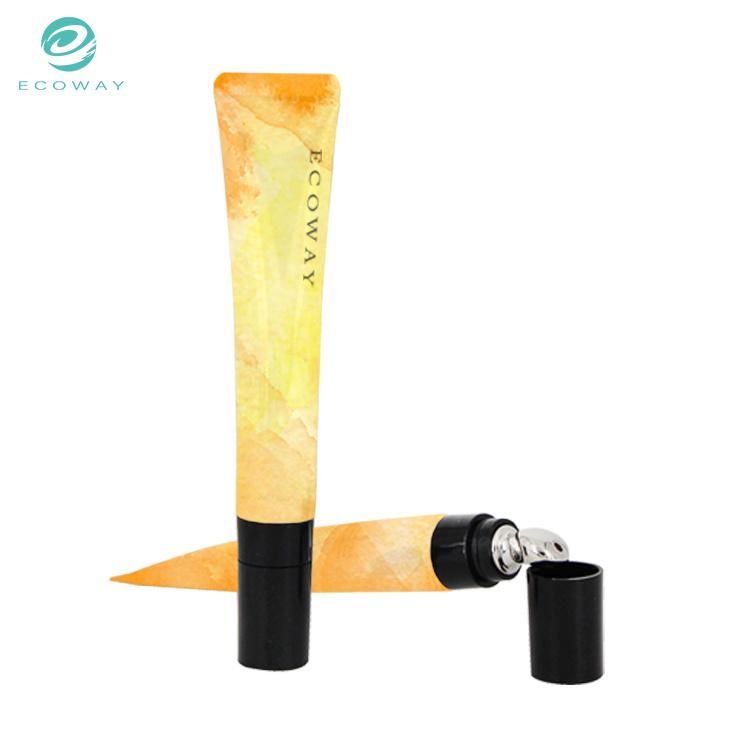 15g Yellow Tube Leaf Pattern Electroplated Ceramic Head Cosmetic Eye Cream Tube