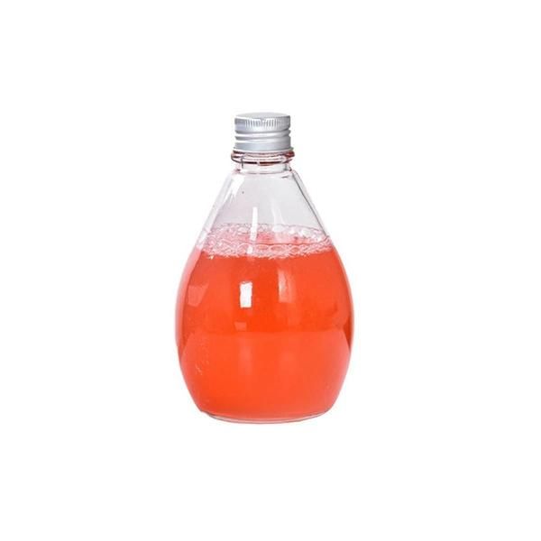 250ml 350ml Rain Shaped Beverage Milk Tea Juice Glass Bottles with Lids